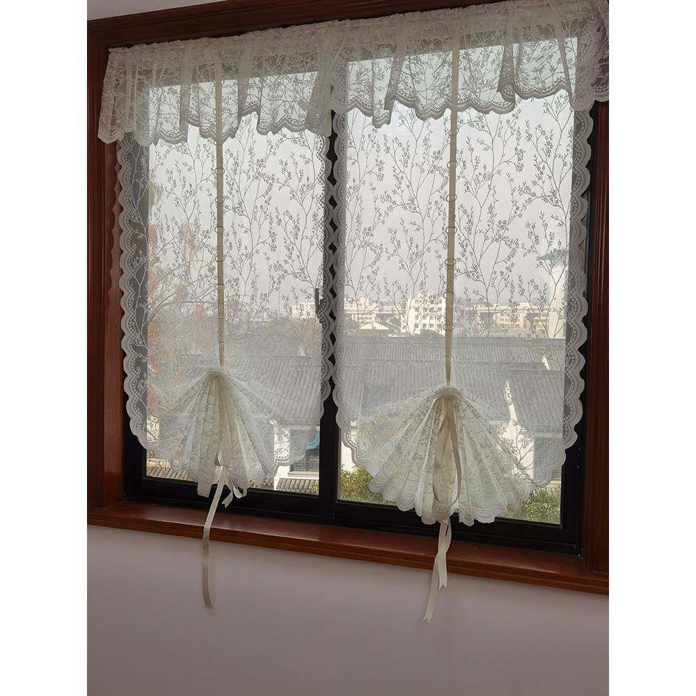 窗帘无冲孔安装蕾丝客厅厨房阳台罗马百叶窗气球窗帘简单装修家居