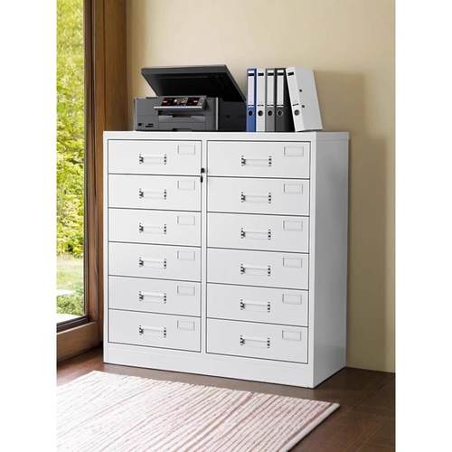 加厚办公室多斗文件柜铁皮柜带锁抽屉储物收纳柜资料柜桌下矮柜子