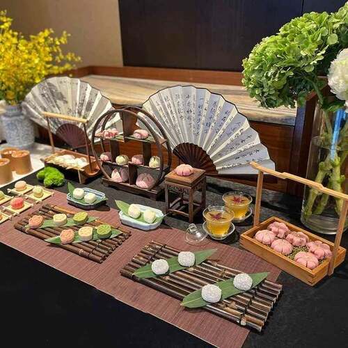 新中式甜品台展示架婚礼蛋糕摆台公司年会点心茶歇台活动开业托盘