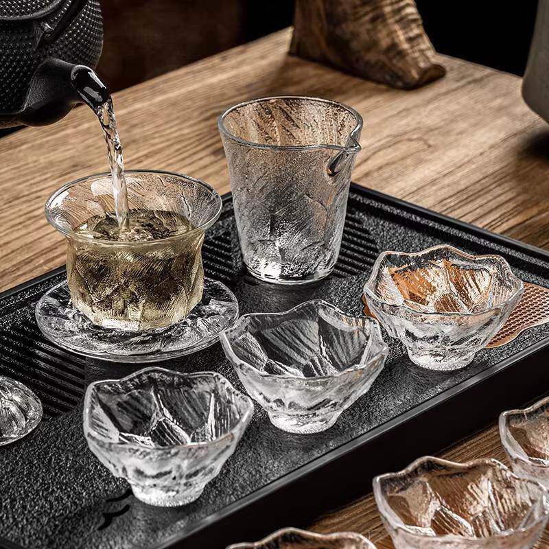 功夫茶具冰纹玻璃茶具套装2026新款中式家用高端泡茶杯子盖碗一套