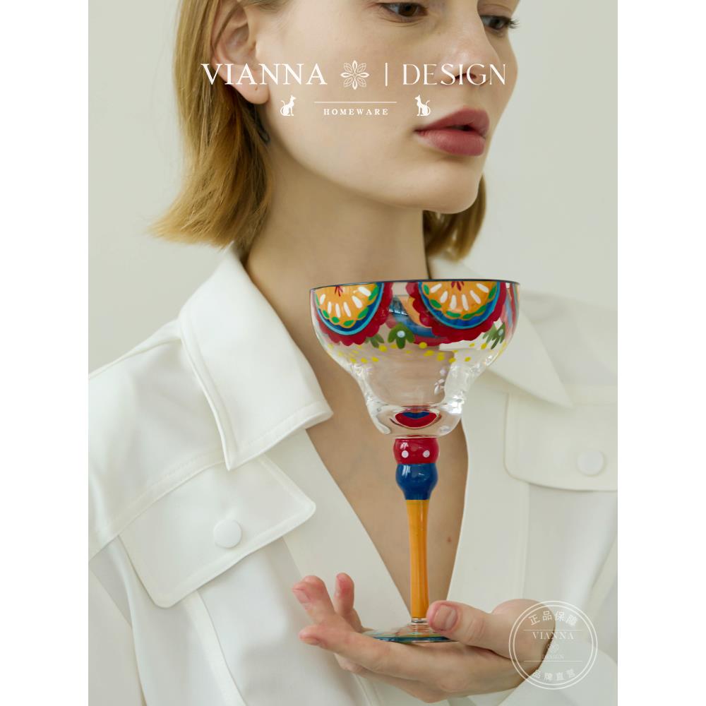VIANNA丨布莱恩·BRYA高颜值手绘彩绘玻璃红酒杯鸡尾酒杯生日礼物