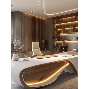 新中式办公室实木大板桌办公桌领导老总纯实木大班台老板桌带侧柜