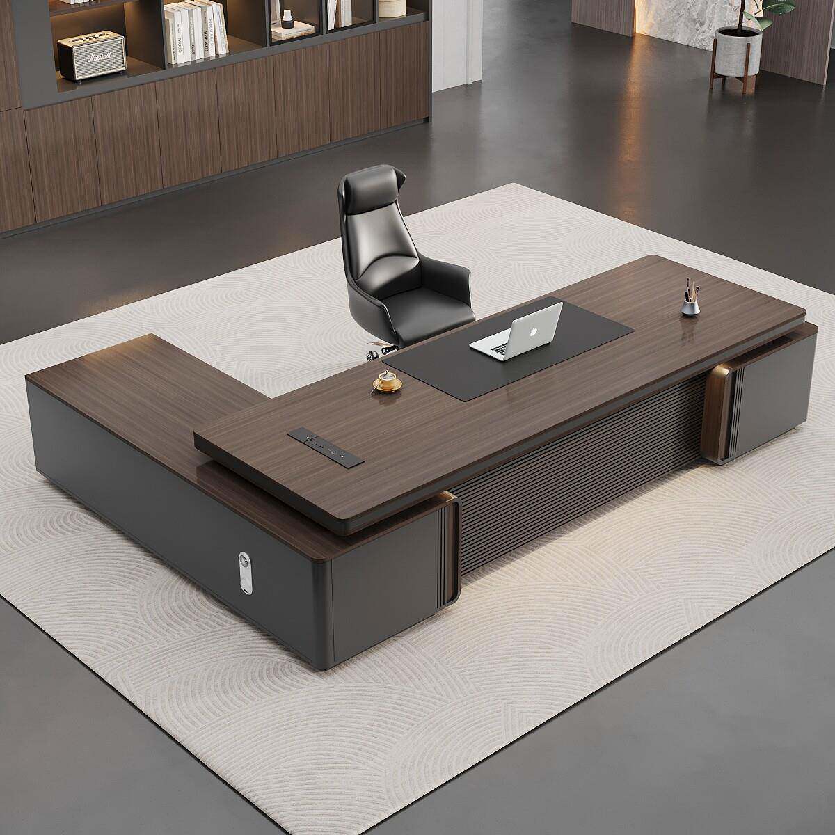新中式办公桌老板桌椅组合轻奢高级感经理主管总裁大班台办公室桌