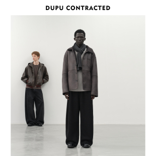 宽松垂感呢料阔腿长裤 弯刀羊蹄休闲裤 秋冬厚实重磅经典 DUPU杜朴