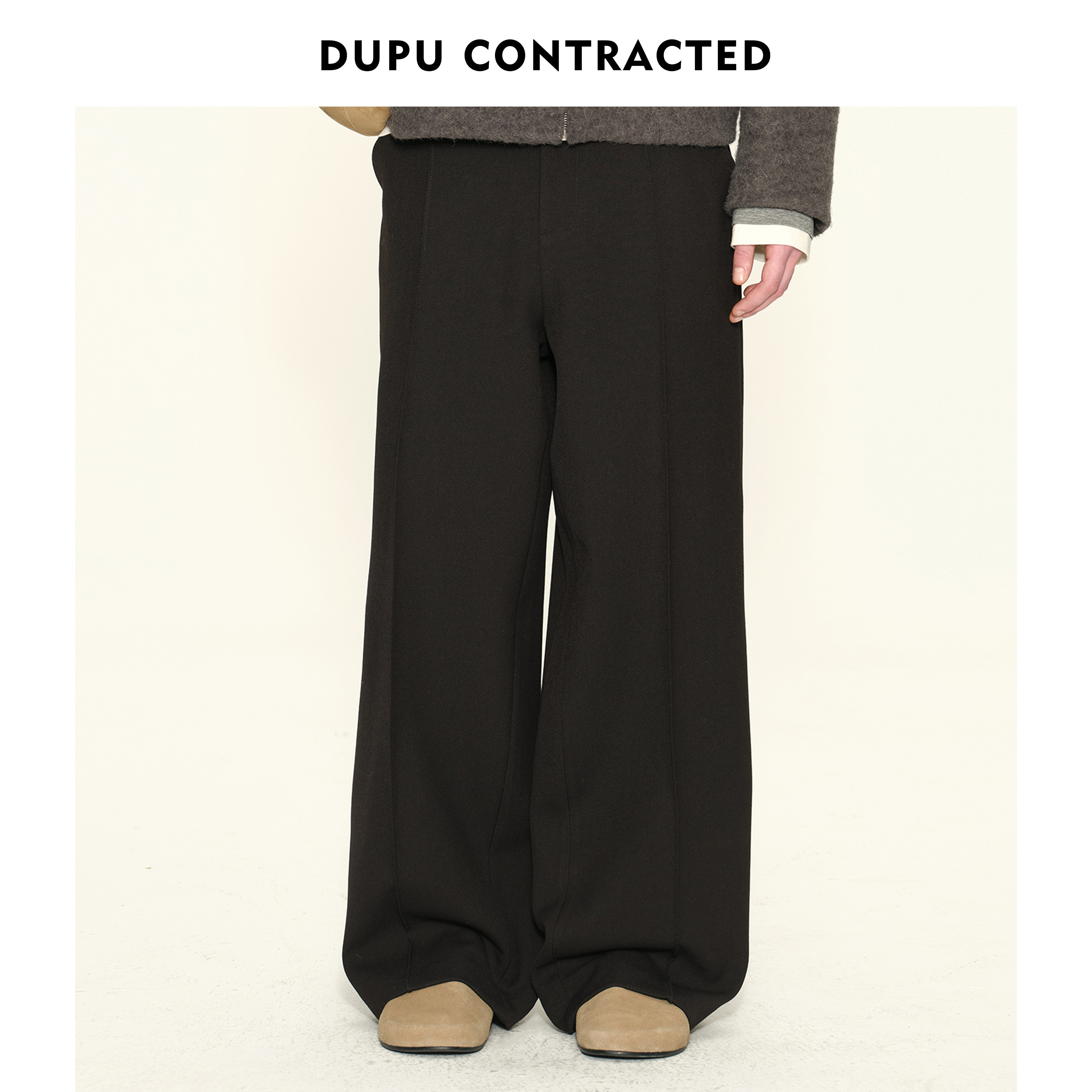 DUPU杜朴 正式感直筒阔腿西裤 梭织垂感休闲商务长裤男