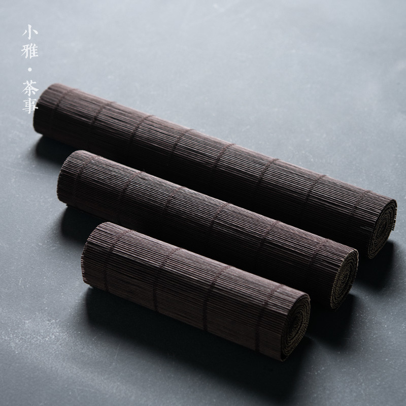 小雅 复古旧色竹编茶席 茶艺桌旗中式禅意茶道装饰干泡席桌垫