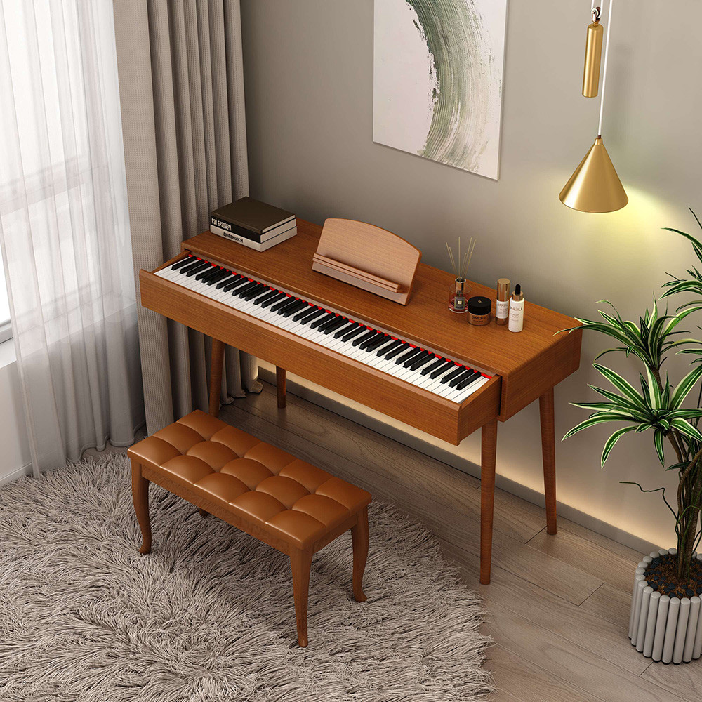舒曼佳抽屉书桌两用实木88键重锤电子钢琴成人家用钢琴考级初