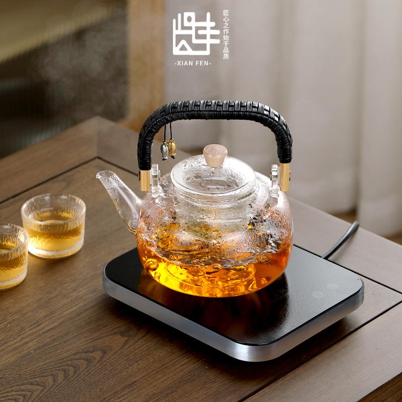 新款超薄电陶炉煮茶壶静音迷你煮茶器套装玻璃烧水养生壶加厚