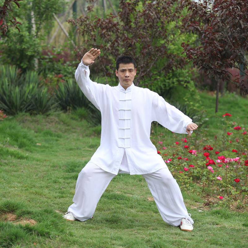 太极服女绵绸长袖太极拳男服装表演服纯棉男棉绸衣服晨练服装锻炼