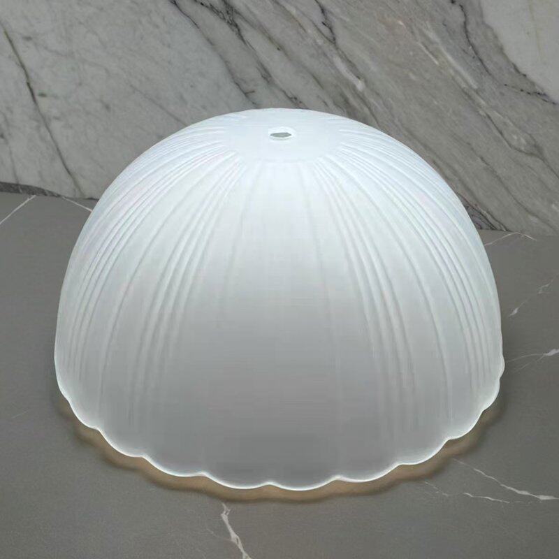 磨砂玻璃灯罩外壳替换圆形E27螺口卧室台灯欧式防刺眼DIY灯罩配件