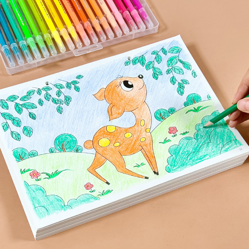 马克笔专用涂色画画本a4大本填色画儿童涂鸦绘画幼儿园卡通图