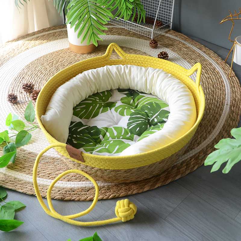 藤编猫窝冬天保暖四季通用夏天编织垫子草编猫抓板猫咪窝宠物