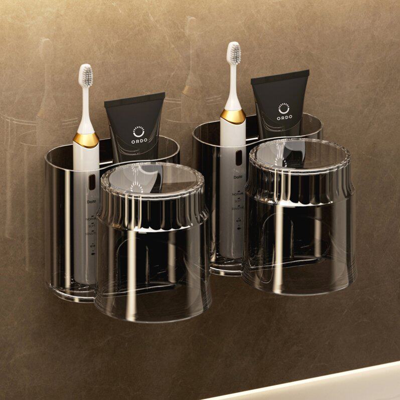 德国进口卫生间牙刷牙膏置物架免打孔壁挂式刷牙杯漱口杯收纳