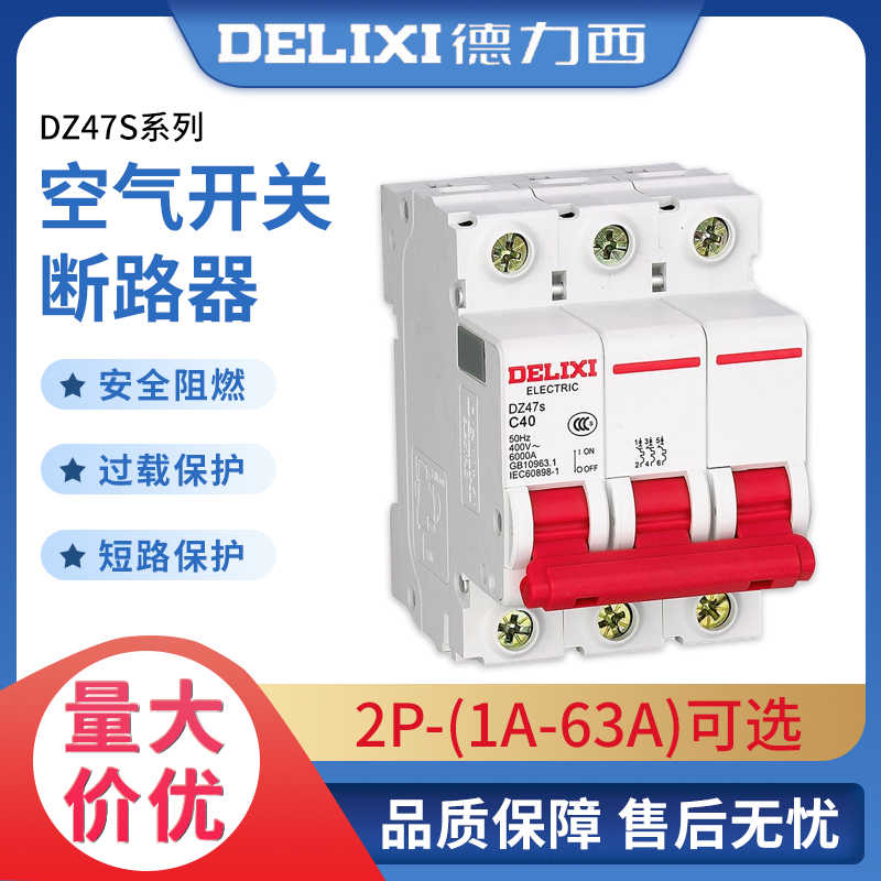 德力西空气开关C型DZ47S 2P 6A 10A 16A 20A 25A 32A 40A 50A 6