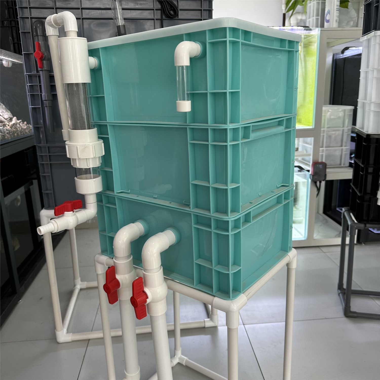 鱼马桶鱼缸过滤器循环家用周转箱过滤箱自制滴流盒上置过滤盒