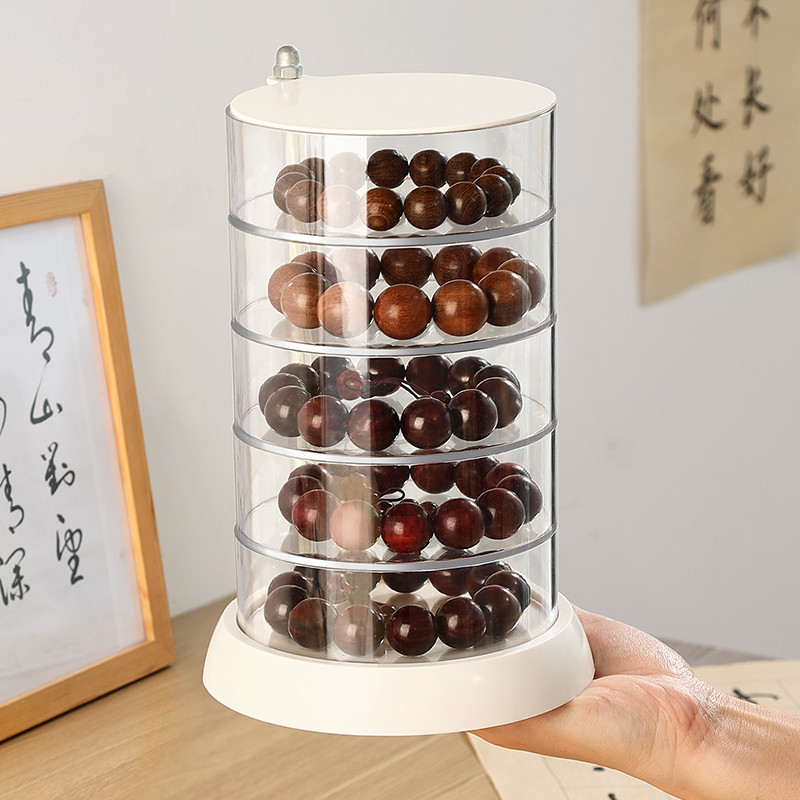 文玩核桃收纳盒旋转防尘手链珠宝首饰盒佛珠菩提手串展示盒透明