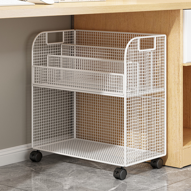 桌下书架落地置物架可移动带轮儿童绘本架宝宝书本收纳简易阅