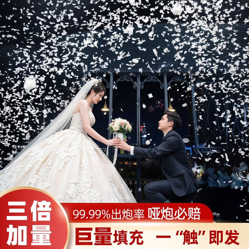 白色羽毛结婚礼炮筒礼花筒手持喷花弹生日手持拧彩炮气氛婚庆用图片
