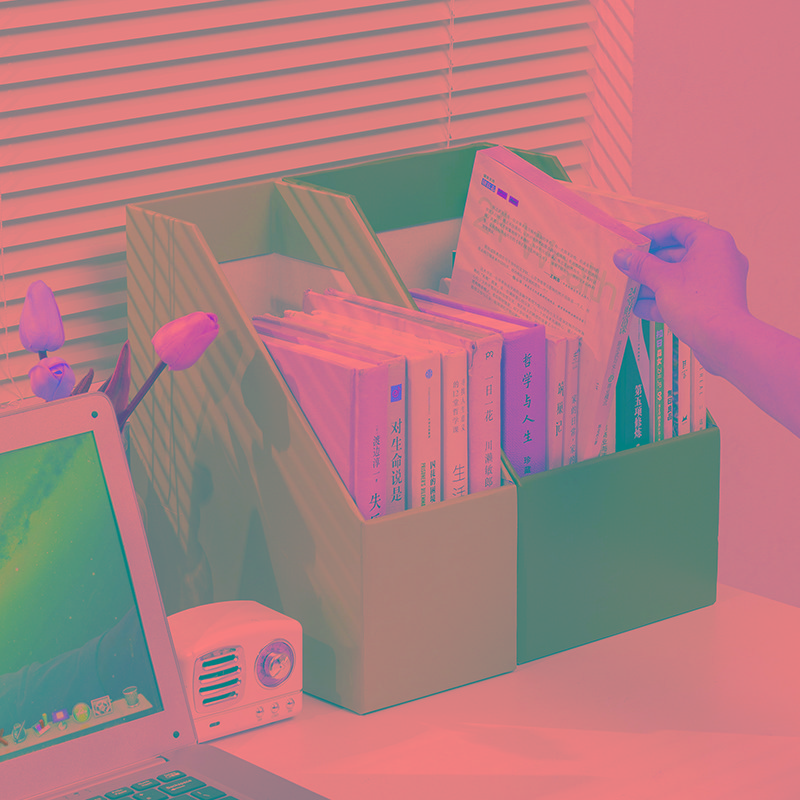 纸质桌面书立办公资料整理盒档案收纳架文件收纳盒高中生单格