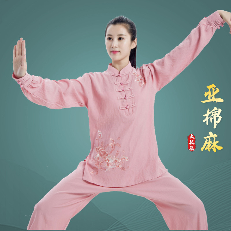 新款太极服女夏季亚麻棉麻年轻人太极拳服装时尚舒适多色选