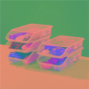 冰箱易取物收纳篮透明塑料分类储物盒可叠加桌面整理架带盖厨