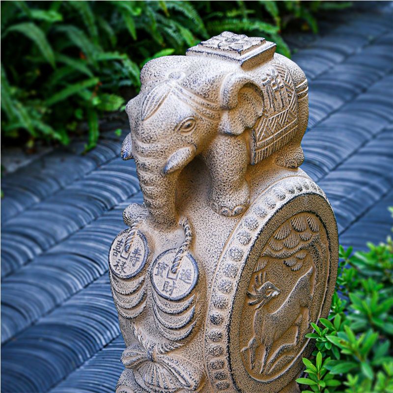 彷古石雕大象一对看门镇宅新中式造景门墩庭院花园布置摆件抱鼓石
