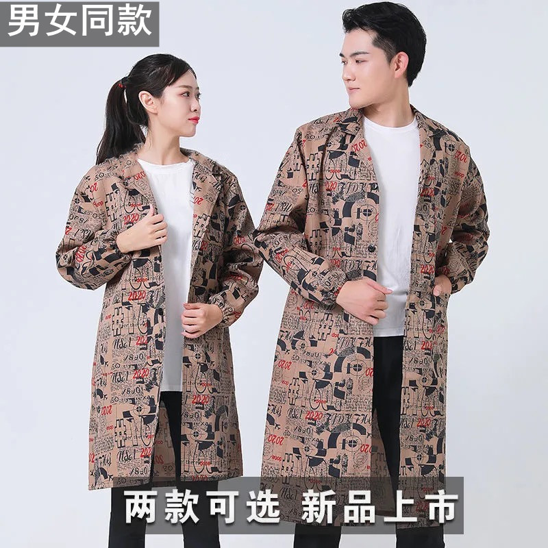 长袖干活穿蓝大褂防尘迷彩工作服男女可穿防污耐脏搬运护新衣长款