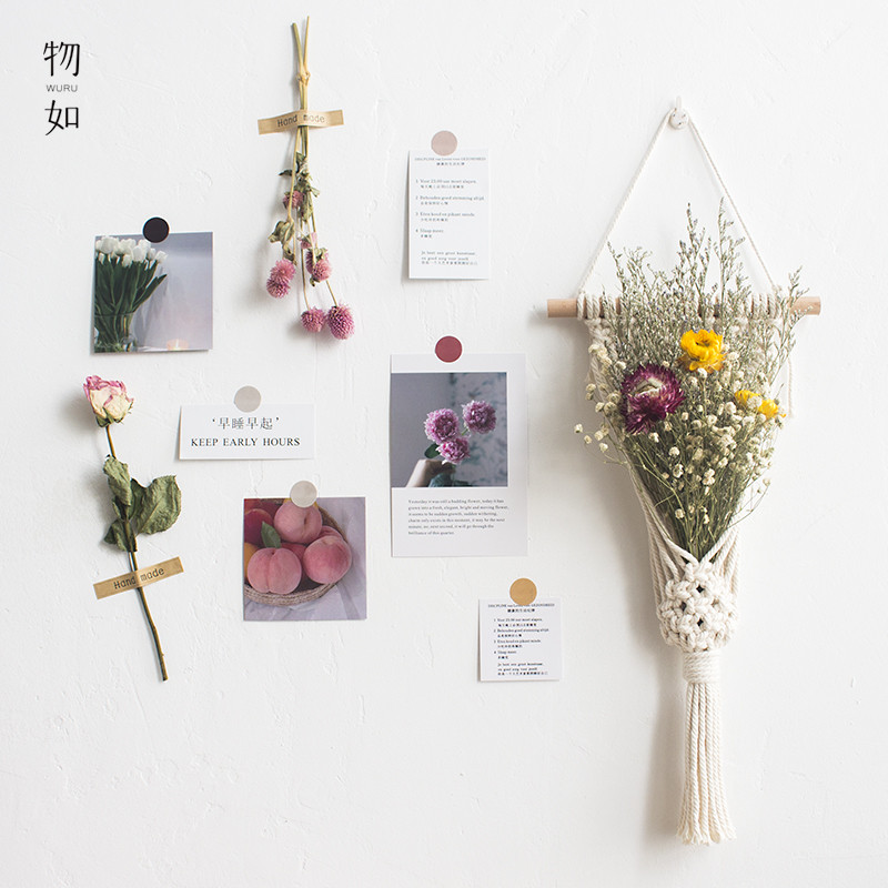 ins干花卡片挂毯 壁挂花器复古墙面装饰卧室客厅背景墙壁饰挂件