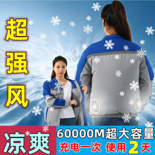 夏季空调服带风扇的衣服拼色户外工地降温防暑充电制冷女款工作服
