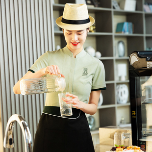 时尚餐饮服务员工作服女饭店咖啡水吧西餐厅蛋糕奶茶店长短袖夏装