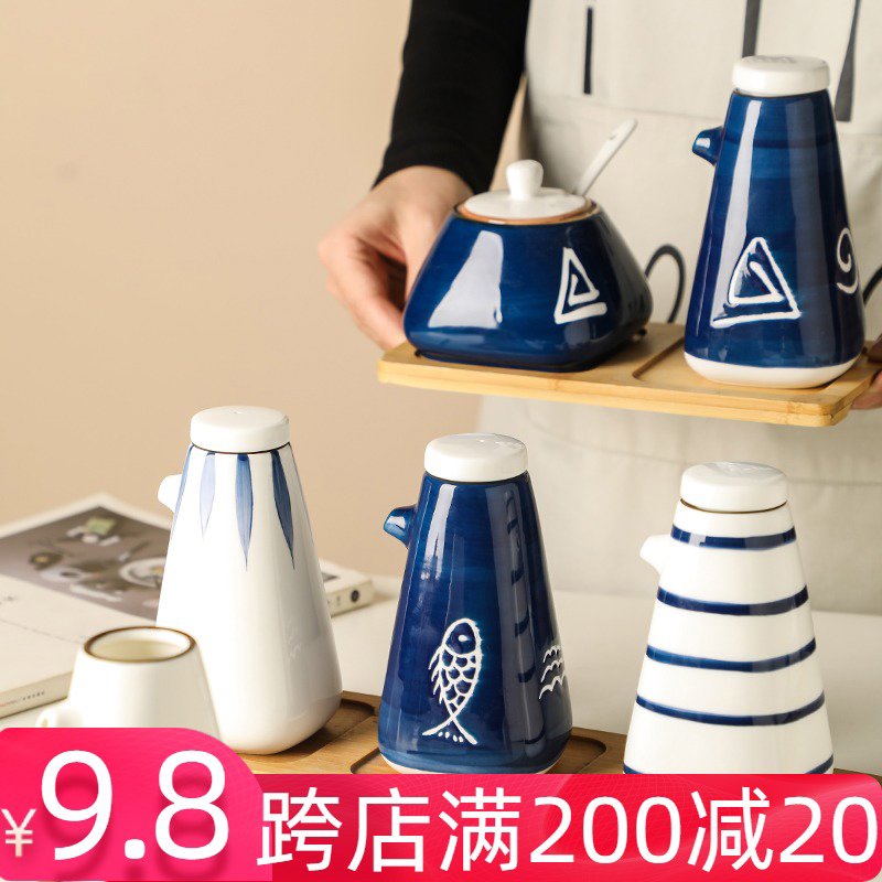 日式风厨房用品酱料醋瓶储备瓶手绘陶瓷调味瓶创意油壶醋壶调