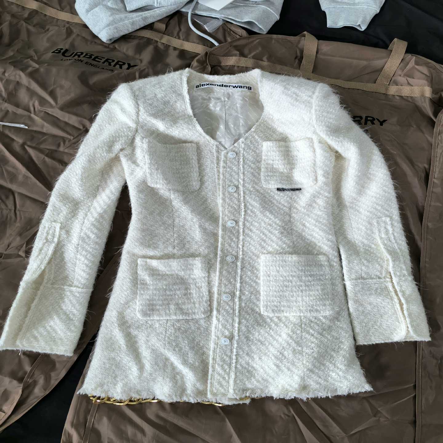 亚历山大王alexanderwang 外套白色大王香风外套1【鑫鑫商铺】