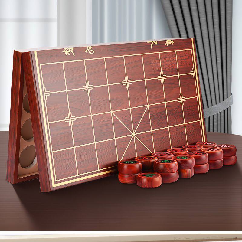 象棋带棋盘儿童大号高档实木中国象棋棋子学生折叠木质棋盘收纳