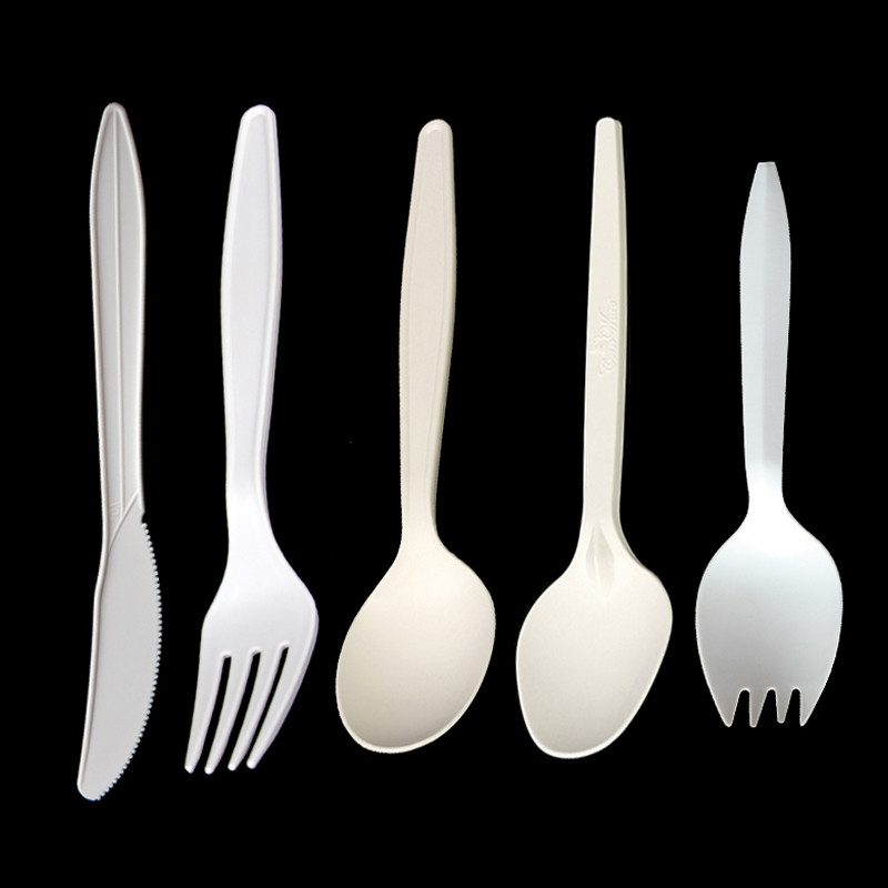 喇叭花一次性勺子淀粉刀叉勺水果叉子汤勺饭勺单支包装甜10