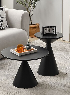 现代简约茶几组合轻奢客厅阳台小户型铁艺小桌子圆形边几床头柜