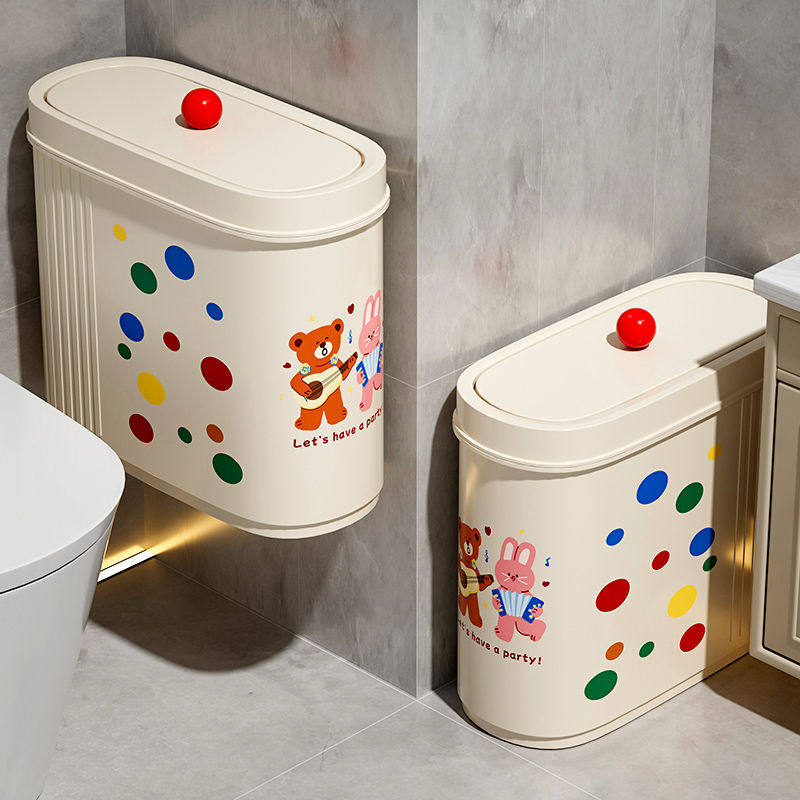 日本壁挂卫生间垃圾桶厕所家用带盖大号容量粘钩纸篓高颜值夹
