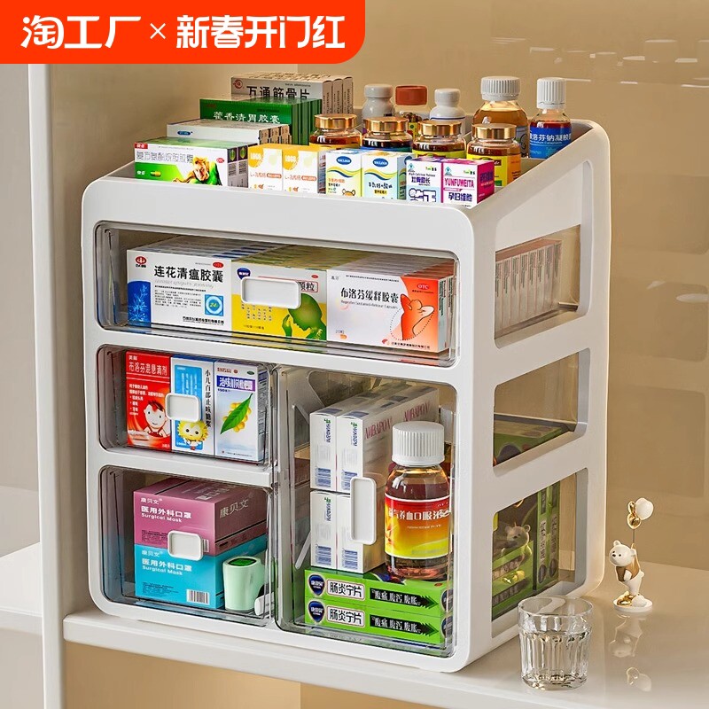 医药箱家庭家用大号装药物药分类收纳盒常备药柜置物架收纳柜子