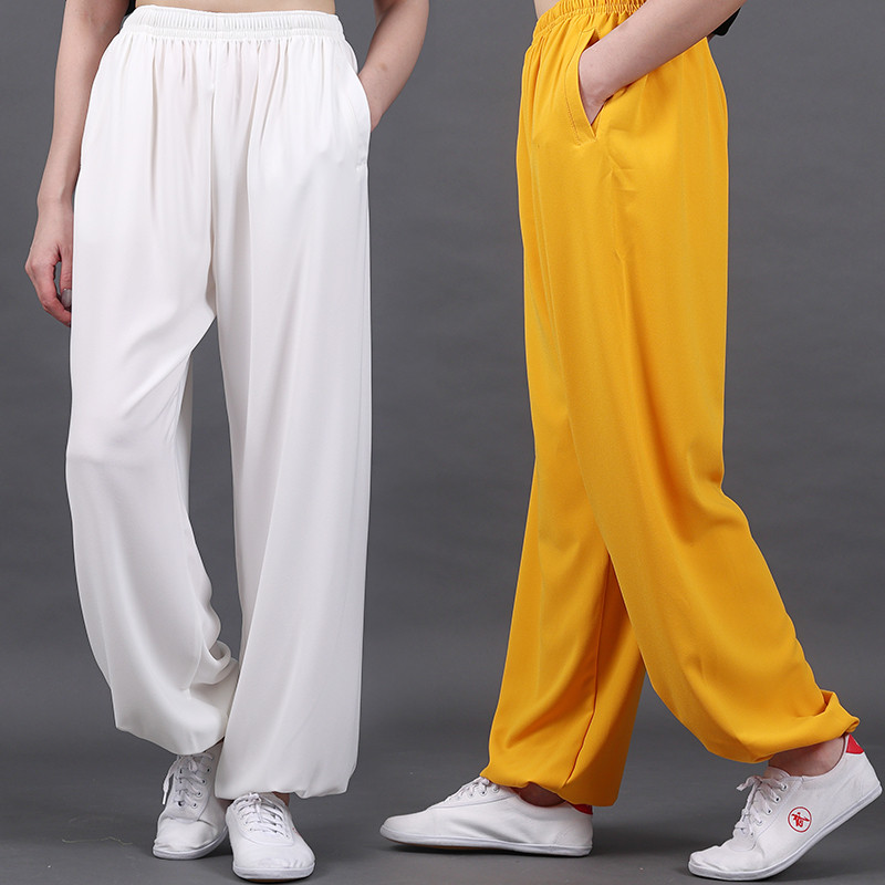 春秋太极服裤弹力珍珠棉团购新款女透气男武术练功裤中国风灯笼裤