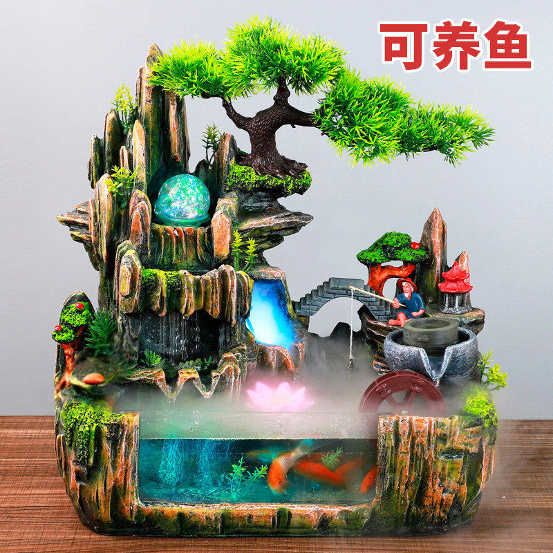 鱼缸小型客厅家用自循环流水生态造景办公室桌面网红摆件小金