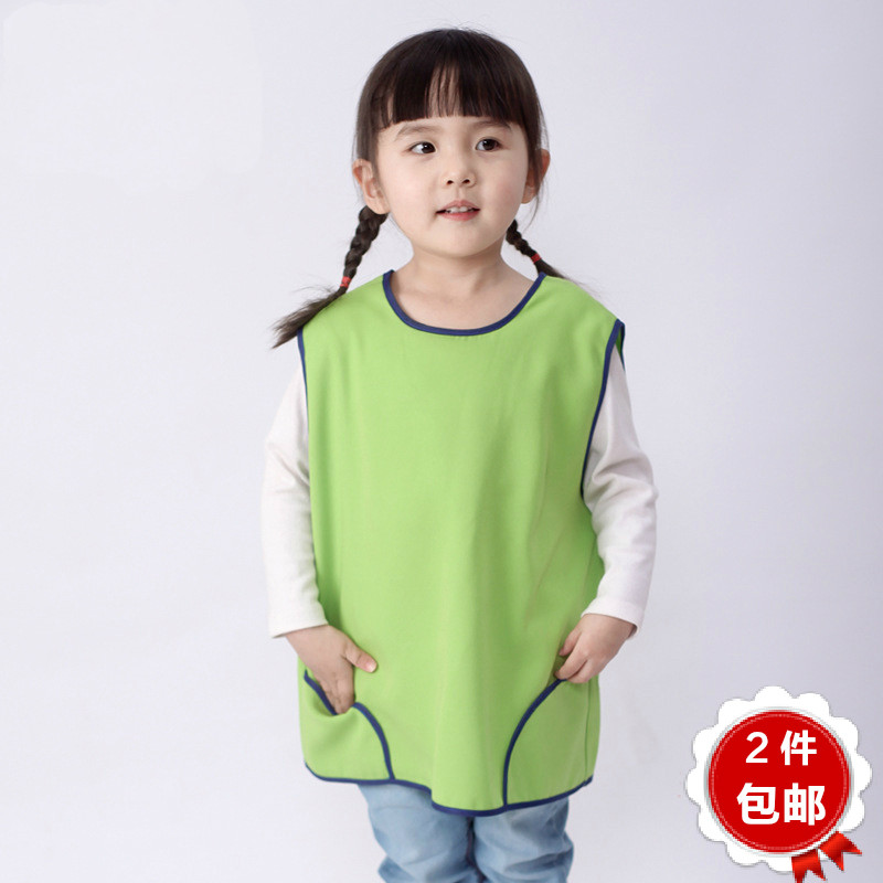 呼西贝儿童大码围裙画画饭衣男童女童防脏罩衣小孩宝宝袖反穿衣