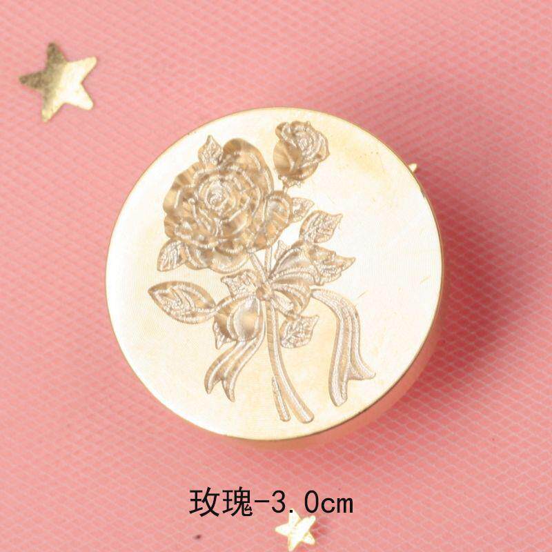 .火漆印章鲤鱼荷花多层雕刻黄铜印章头菠萝立体方形花篮封口蜡信