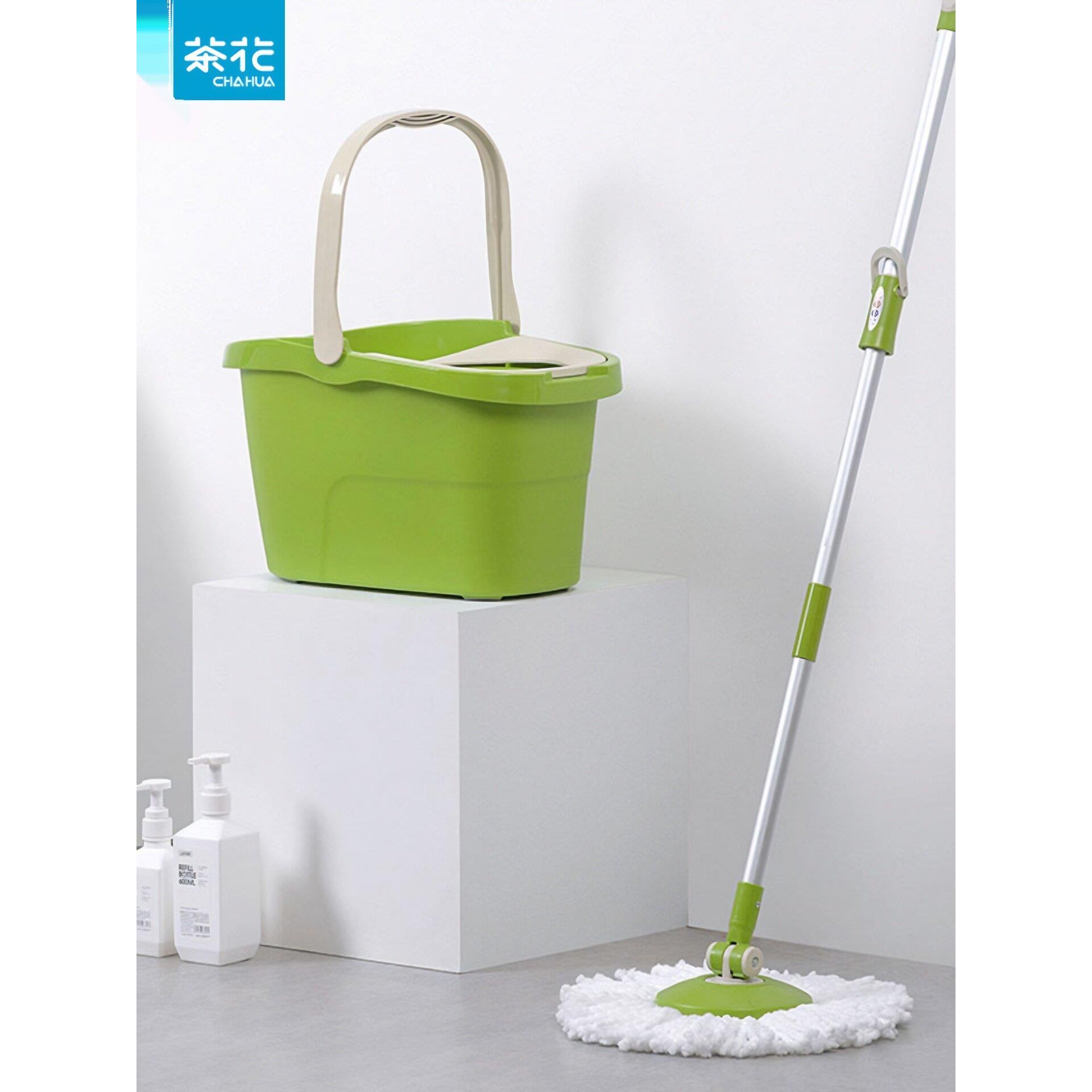 茶花拖把桶家用自动免手洗旋转拖把手压式甩水拖布桶双驱动拖地桶