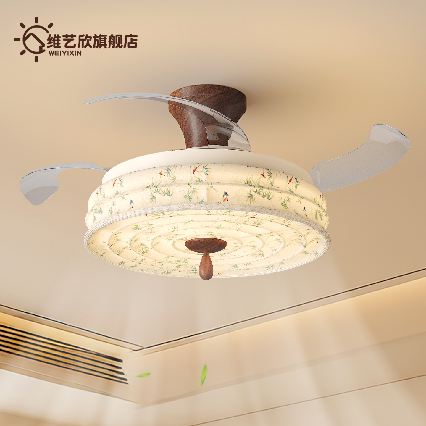 复古卧室风扇灯吸顶灯
