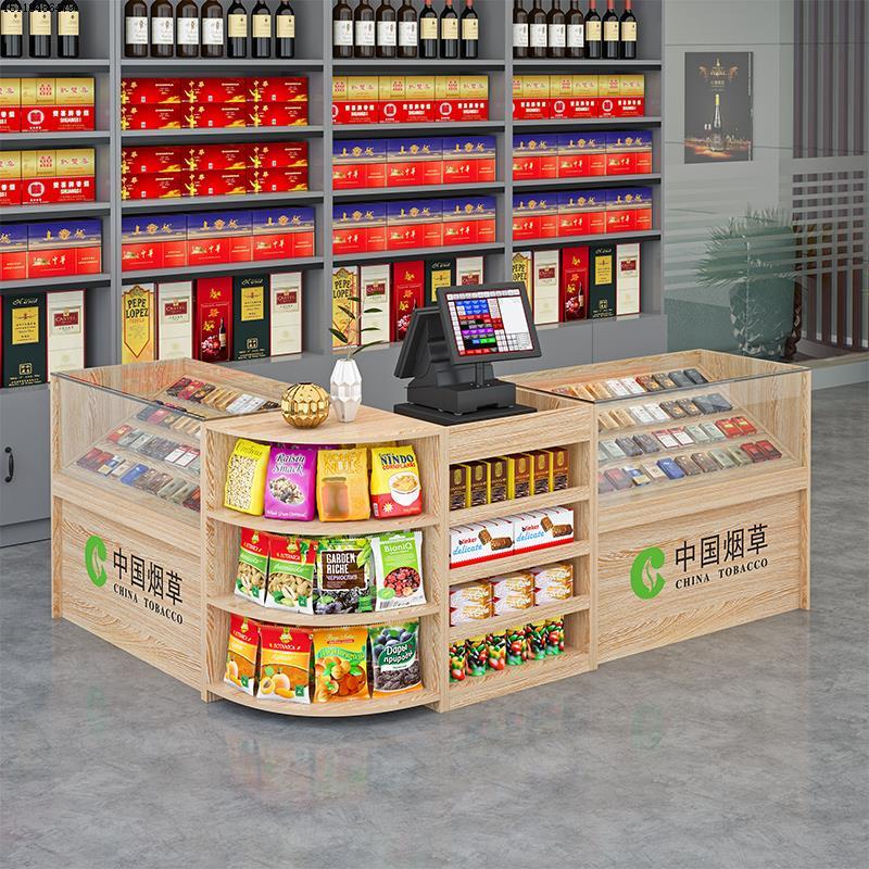 烟柜收银台一体便利店玻璃柜转角烟酒展示柜组合专卖超市前台货架