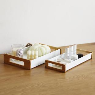 饰品 桌面收纳盒化妆品酒店金属托盘玄关入户摆件样板房创意软装