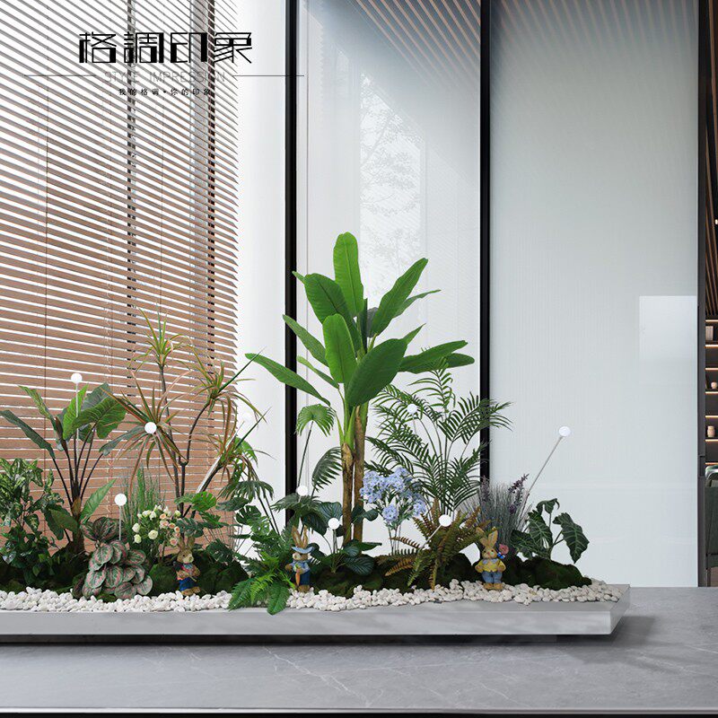 仿真绿植景观植物装饰室内墙角楼梯下空间造景商场橱窗酒店布置