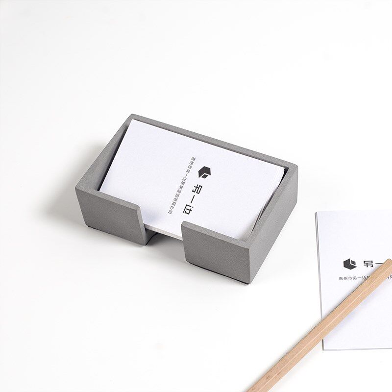 水泥名片夹办公桌面收纳前台展示名片盒卡片夹摆放盒子立式创意