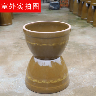 睡莲专用缸盆老式瓦缸庭院养鱼土陶储水陶瓷大号老旧造景荷花缸养