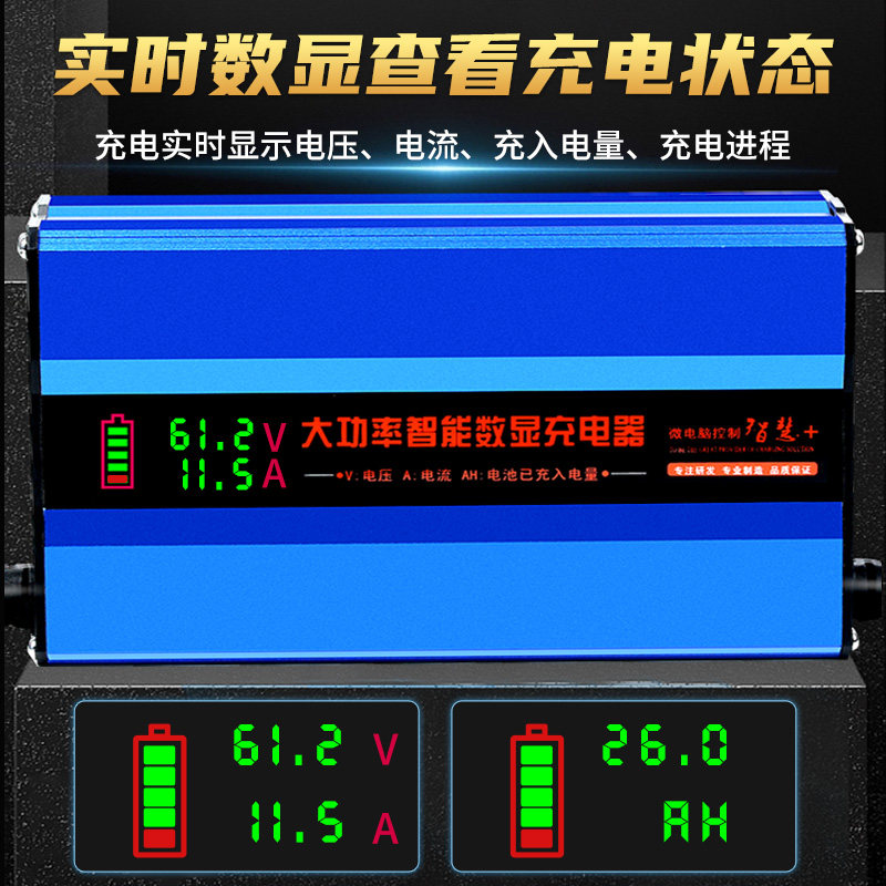 新能源大功率电动车电动三轮四轮汽车电瓶充电器48V60V72V充电机