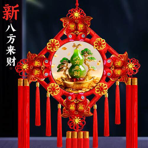 2026马年新款桃木中国结挂饰招财开业客厅大号门上镇宅高档挂件